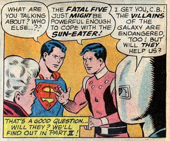 Cosmic Boy comes up with the idea to enlist the Fatal Five